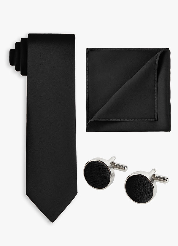 front Matching Color 3-Piece Stretch Satin Wide Tie Set