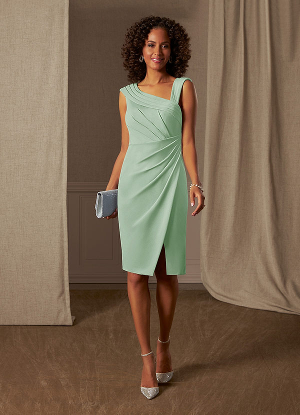 Azazie Cecily Robe Mère de la Mariée & du Marié Robe Fourreau en Crêpe Élastique Vert Sauge image1