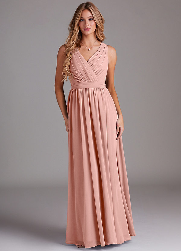 Azazie Kingsley Bridesmaid Dresses Rosette A-Line Lace Chiffon Dress image1