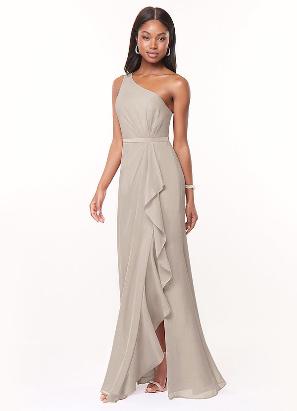 Azazie Liza Bridesmaid Dresses Frost Mermaid One Shoulder Chiffon Dress image1