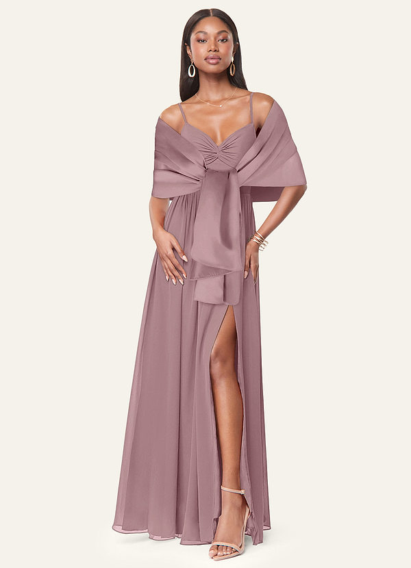 front Azazie Châle En Satin Mat Aleena De Couleur Assortie