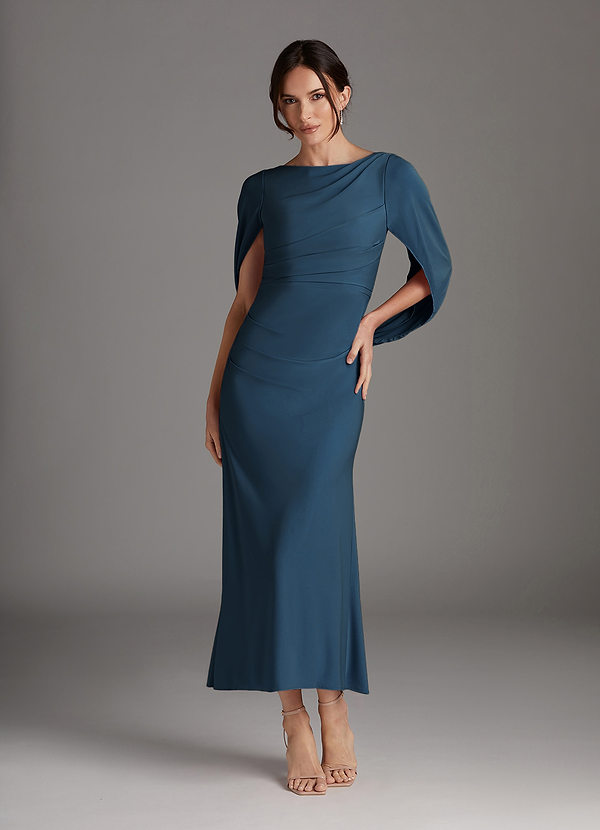 Azazie Bellona Robe Mère de la Mariée & du Marié Robe Fourreau en Tricot de luxe Col bateau Neptune image1