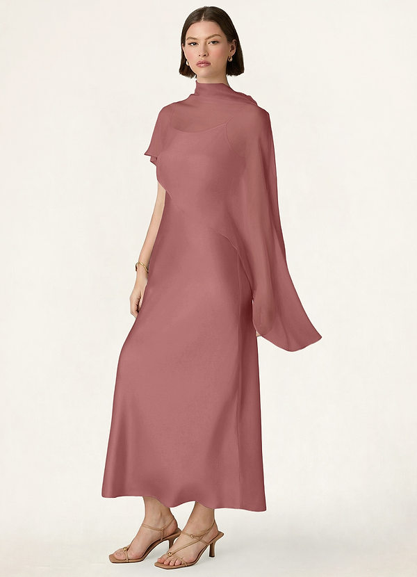 front Azazie Matching Color Chiffon Bias Cut Cape