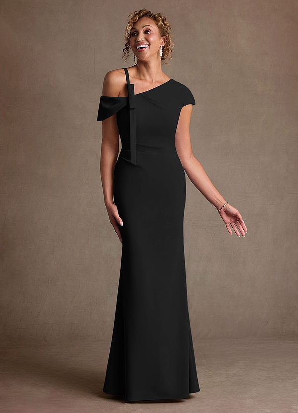 Azazie Rachael Klänningar till brudens mor Klä Tubklänning i Stretch crepe Av axeln Svart image1