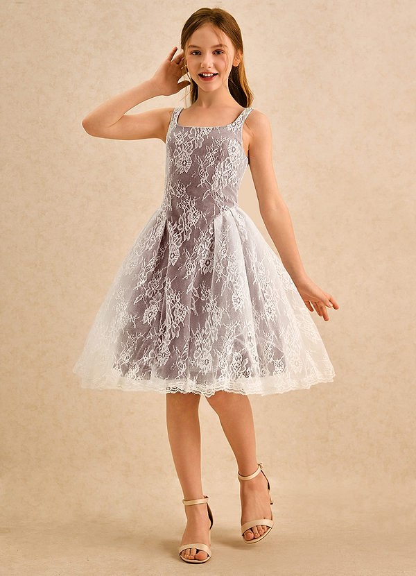 Azazie Cubbie Girls Formal Blumenkinder Kleider A-Linie Spitze Kleid Espresso image1