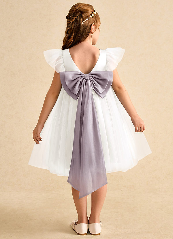 Azazie Munchkin Flower Girl Dresses Ivory Dusk A-Line Bow Tulle Dress image1