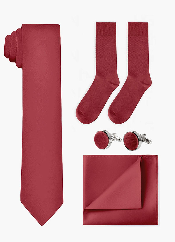 front Conjunto de corbata ancha, pañuelo de bolsillo, gemelos y calcetines a juego