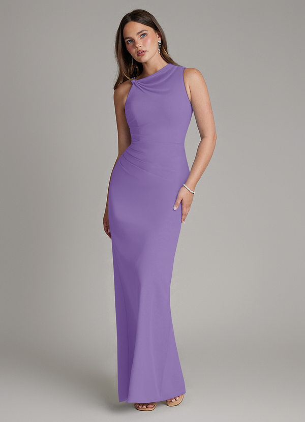 Azazie Charice Bridesmaid Dresses Tahiti Sheath Pleated Chiffon Dress image1