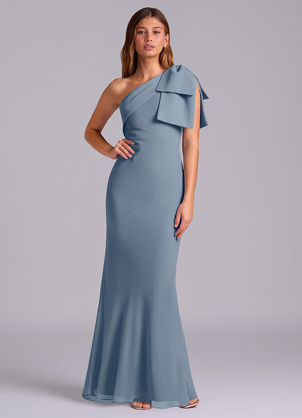 Azazie Yuanna Bridesmaid Dresses Twilight Mermaid One Shoulder Chiffon Dress image1
