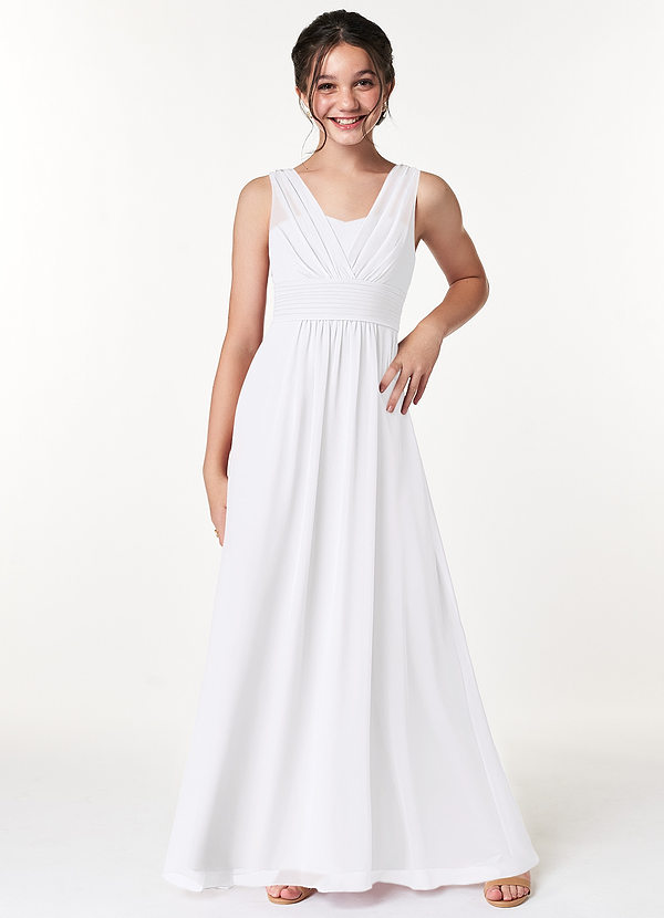 Azazie Sophia A-Line Pleated Chiffon Floor-Length Junior Bridesmaid Dress image1