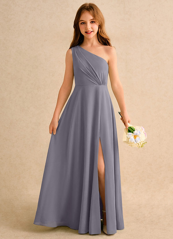 Azazie Puddles Girls Formal Bloemenmeisjes Jurken A-Lijn Jurk van Chiffon One-Shoulder Schaduw image1