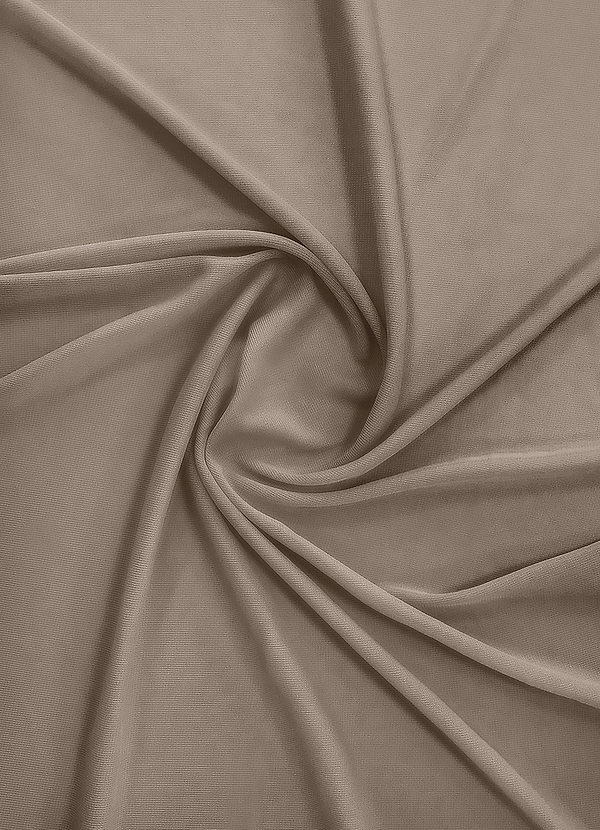 front Azazie Taupe Stretch Mesh Fabric By the Yard