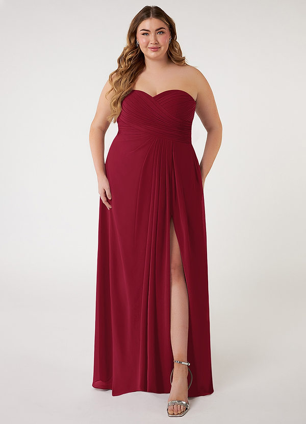 Azazie Arabella Allure Bridesmaid Dresses Burgundy A-Line Sweetheart Neckline Chiffon Convertible Dress image1