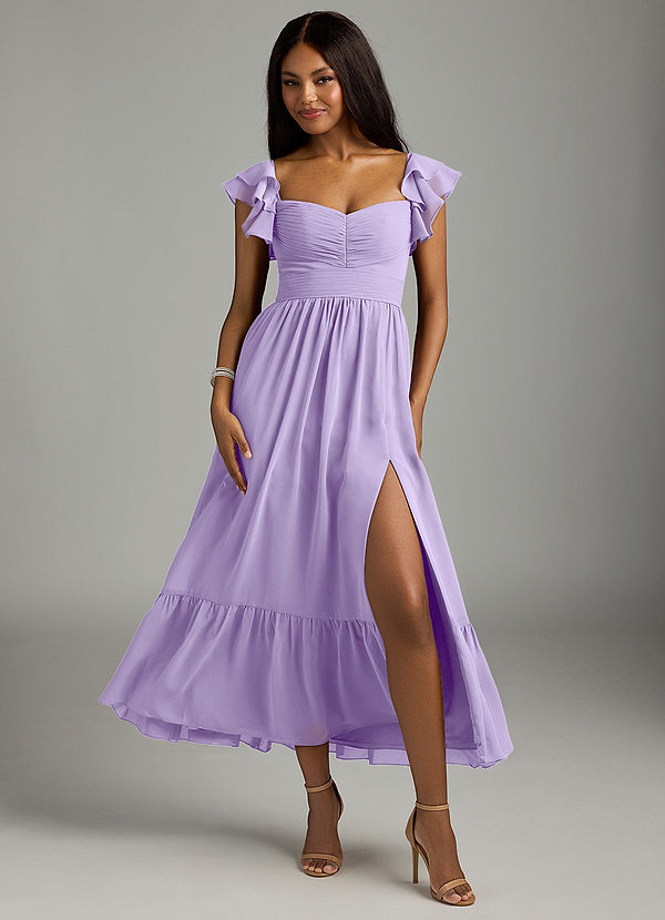 Azazie Anaya Brautjungfernkleider A-Linie Plissee Chiffon Kleid Flieder image1