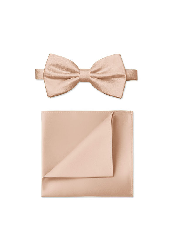 front Ensemble nœud papillon et pochette de costume en satin mat pour hommes