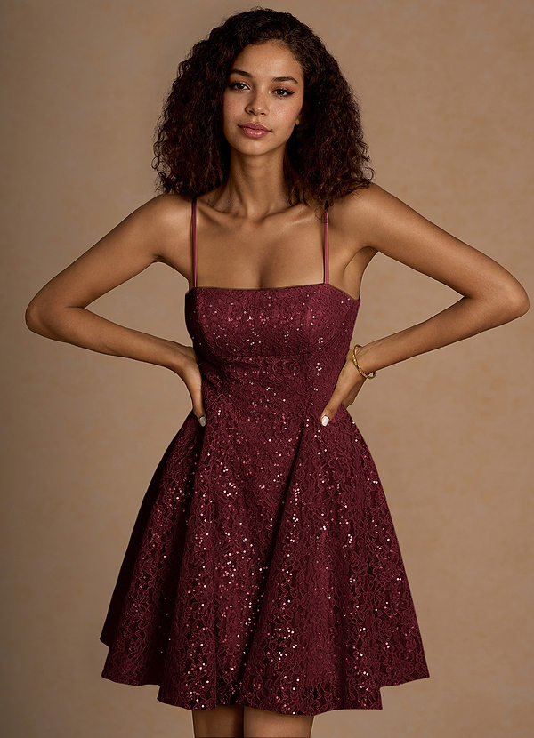 Xenia Burgund Pailletten-Minikleid image1