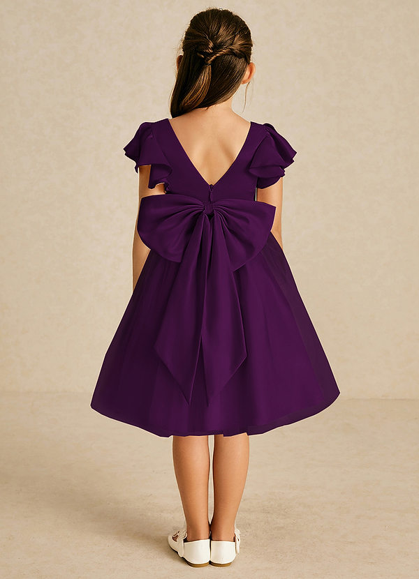 Azazie Kaeya Robes de Fillette d'Honneur Robe Trapèze en Tulle Arc Grain De Raisin image1