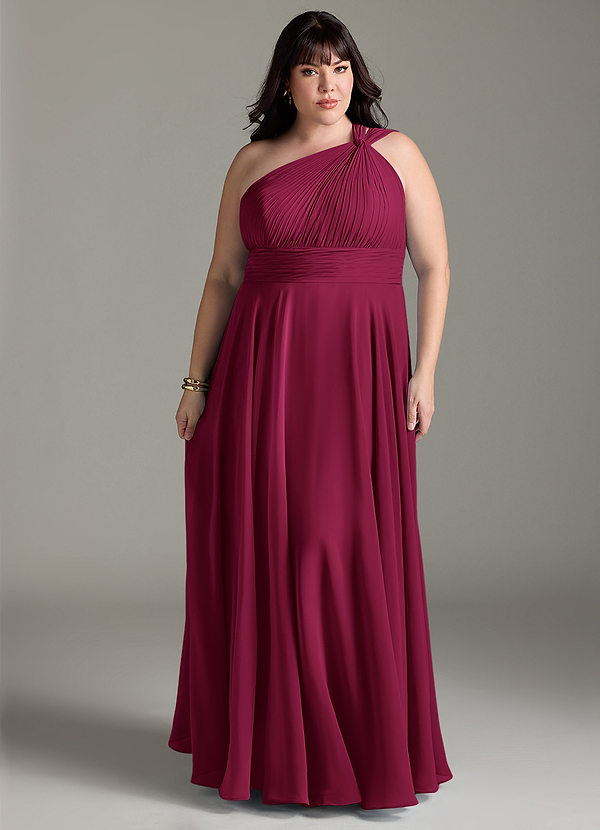 Charlize Bridesmaid Dresses Burgundy A-Line One Shoulder Chiffon Dress image1