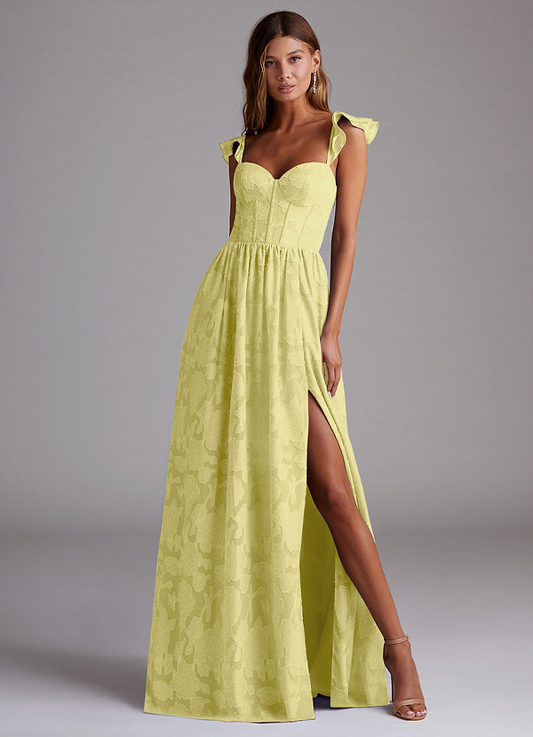 Candice Zitronensorbet Korsett-Maxikleid | Azazie