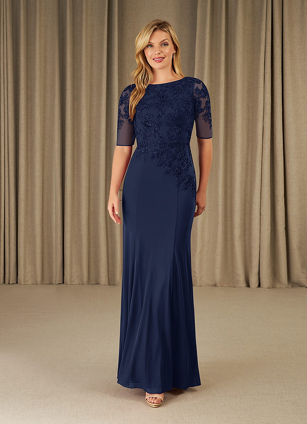 Azazie Ivanna Abiti da Mamma Sposa Abito Sirena in Pizzo Marino Scuro image1