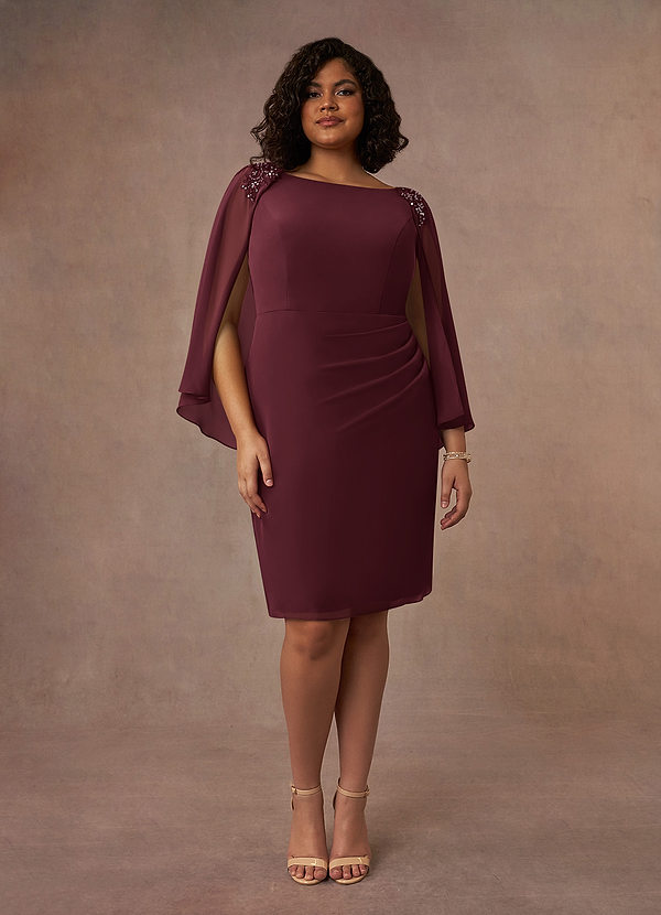 Azazie Carmela Mother of the Brides Dresses Cabernet Sheath Lace Chiffon Dress image1