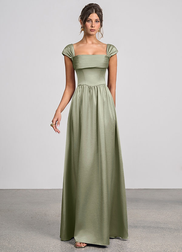 Odette Dusty Sage Luminous Satin Maxi Dress image1