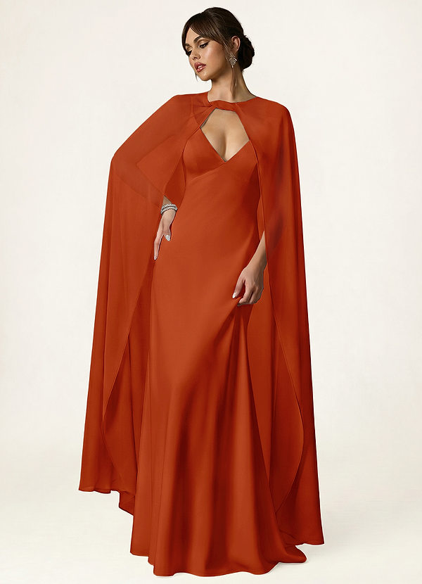 front Azazie Mantella lunga in chiffon con nodo frontale