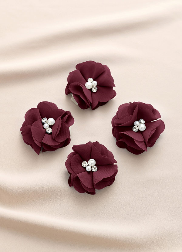 front Four-Piece Matching Color Chiffon Hair Clip Set
