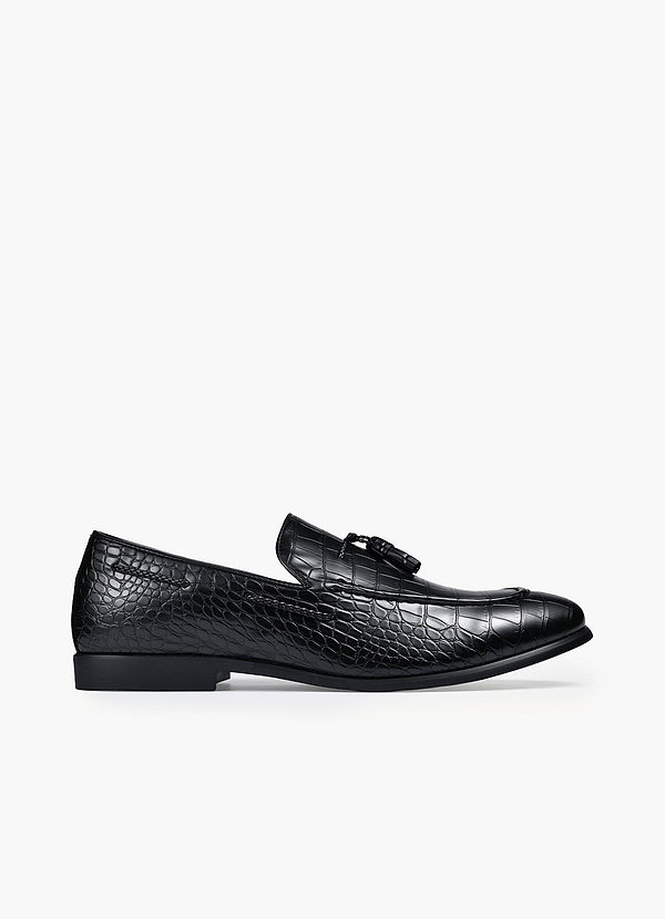 Herren-Loafer aus Leder mit Krokodilprägung und Quaste front