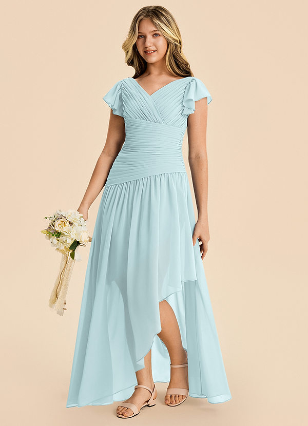 Azazie Pia Junior Mist A-Line Pleated Chiffon Dress image1