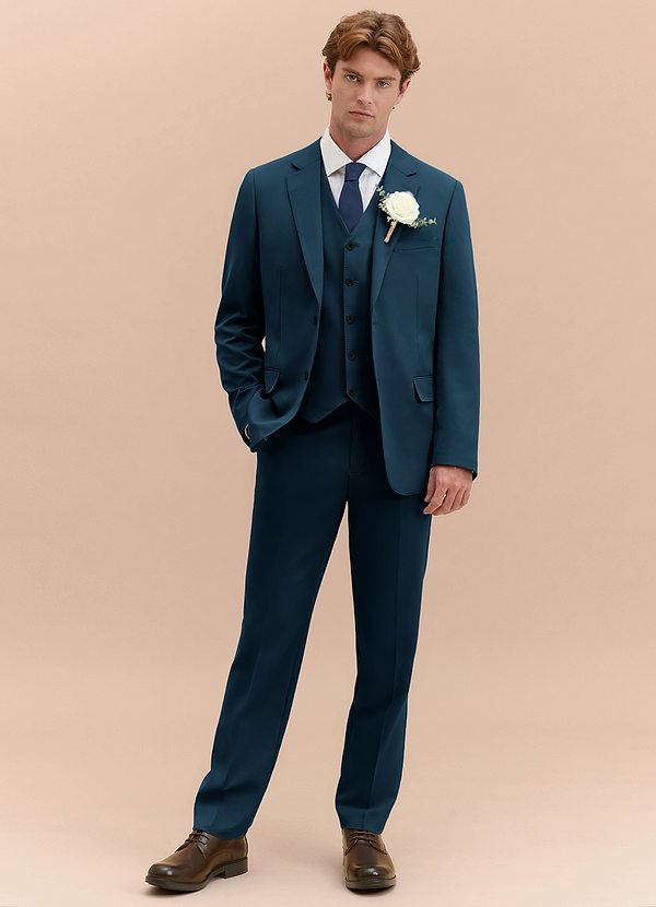 スーツ Gloss Blue Box Silhouette SetUp Suit Blue Men's Tuxedo | Groomsmen Wedding Suit | Modern Slim Fit