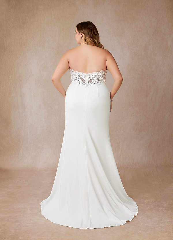 Azazie Mari Wedding Dresses Mermaid Lace Stretch Crepe Sweep Train Dress image2