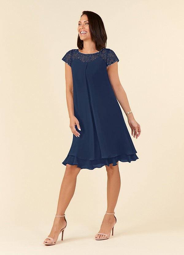 Azazie Tess Mother of the Brides Dresses Dark Navy Empire Sequins Chiffon Dress image1