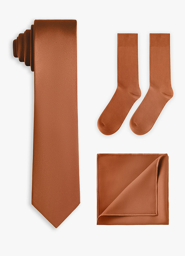 front Matching Stretch Satin Skinny Tie & Pocket Square & Socks Set