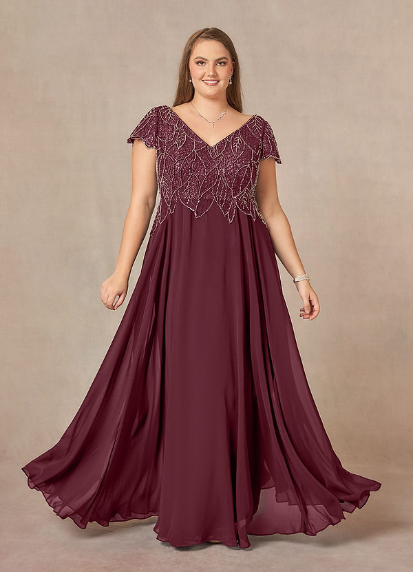 Azazie Eleanor Mother of the Brides Dresses Cabernet A-Line Sequins Chiffon Dress image1