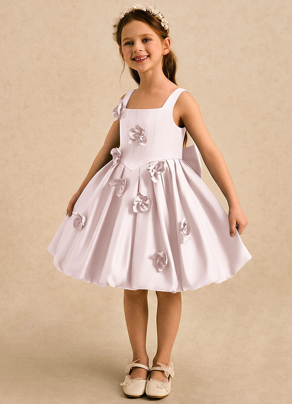 Azazie Lillian Vestidos de arras Vestido Rosa Rubor de Satin Mate de Vestido de princesa con Plisado image1