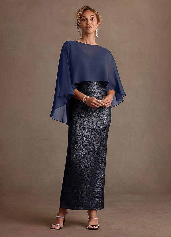 Azazie Marlene Mother of the Bride Dresses Stormy Column Metallic Knit Dress image1