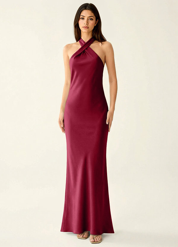 Manllanda Ruby Red Bows Satin Prom Dress image1