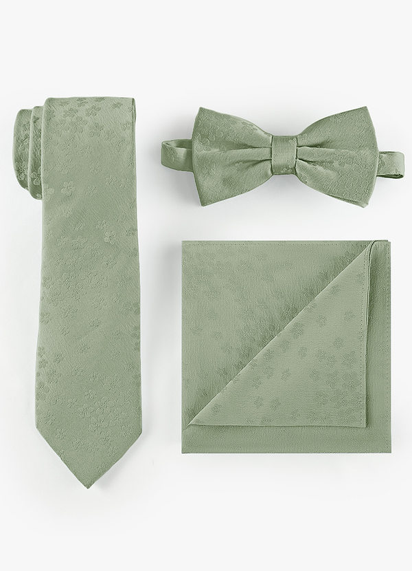 front Ensemble cravate fine, nœud papillon et pochette en jacquard