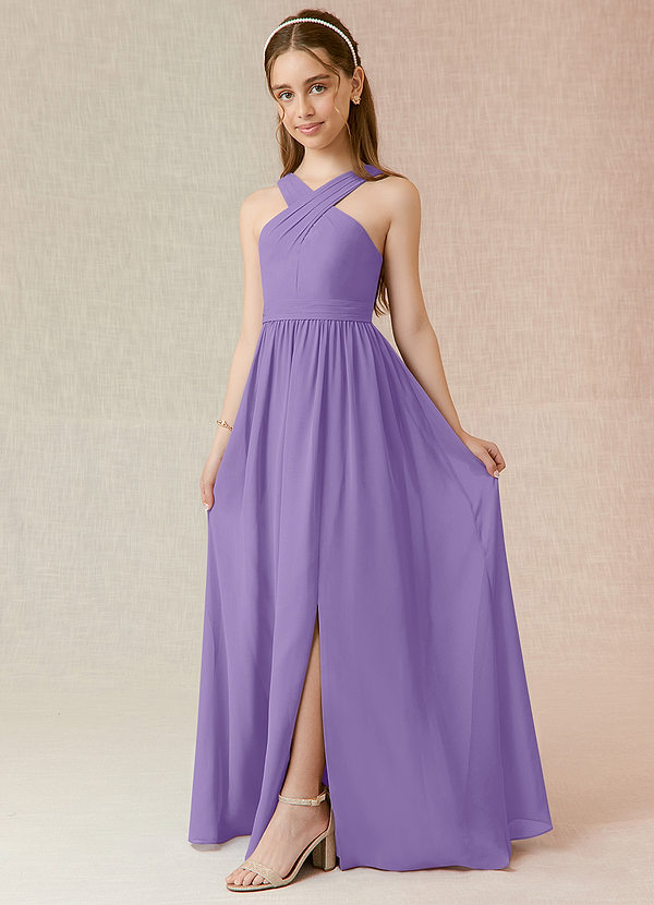 Azazie Jiya Junior Tahiti A-Line Pleated Chiffon Dress image1