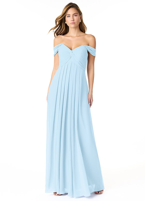 Azazie Kaitlynn Bridesmaid Dresses Sky Blue Empire Ruched Chiffon Convertible Dress image1