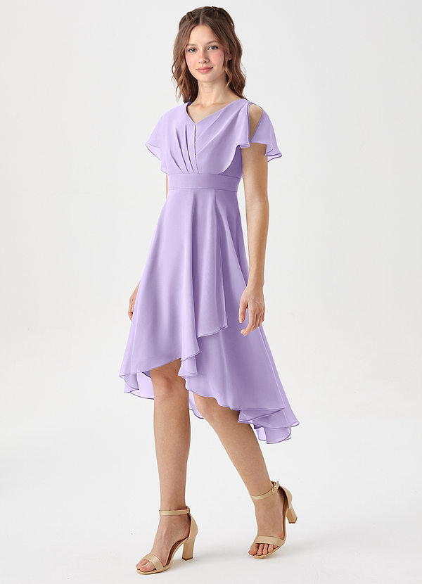 Azazie Graciela Junior Lilac A-Line Pleated Chiffon Dress image1