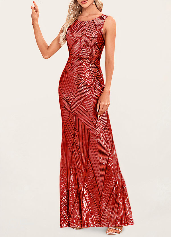 front Dazzling Brilliance Red Sequin Maxi Dress