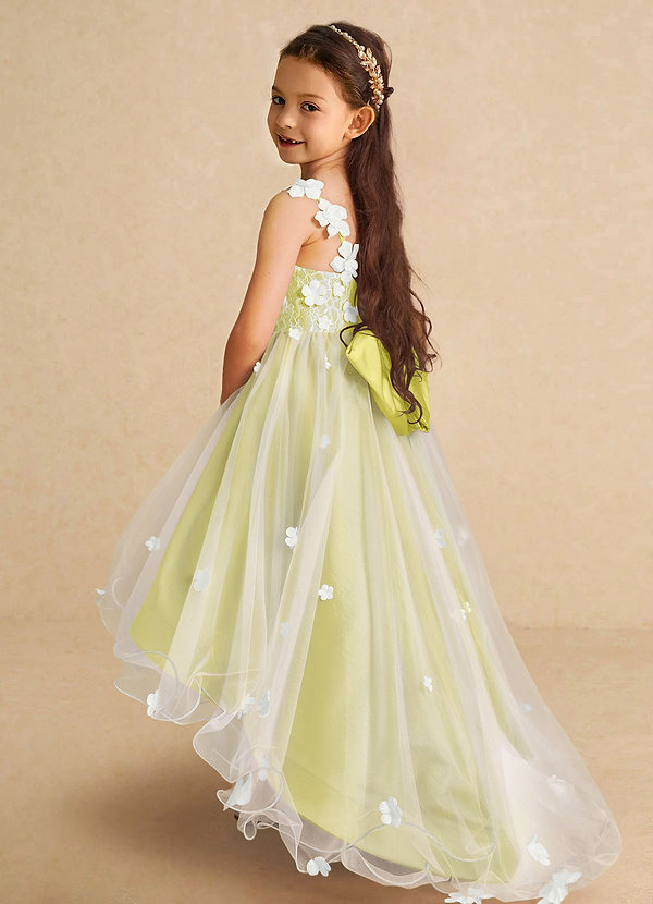 Azazie Celia Flower Girl Dresses Canary A-Line Lace Tulle Dress image1