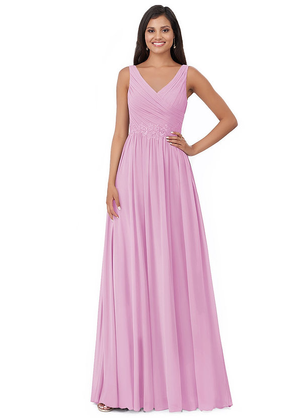 Azazie Robbie Bridesmaid Dresses A-Line Lace Chiffon Floor-Length Dress image1
