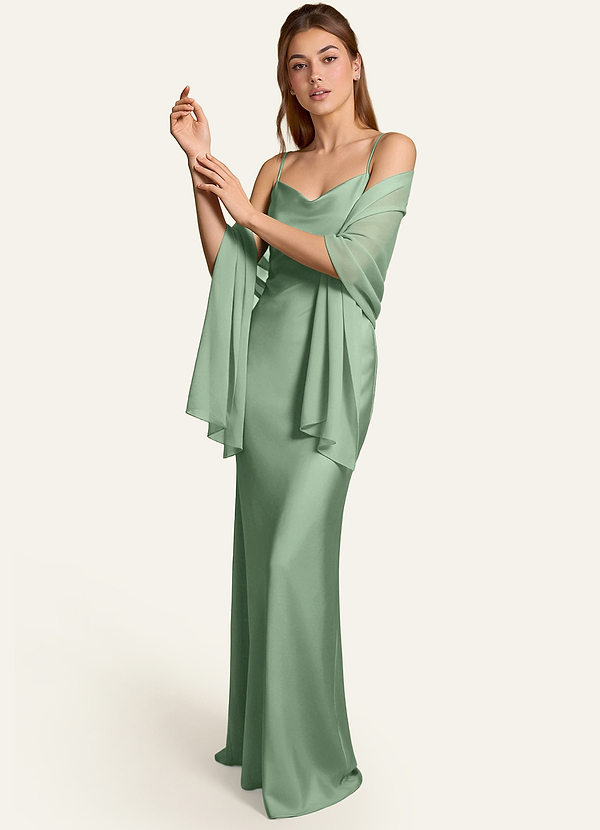 front Azazie Matching Color Aleena Chiffon Shawl