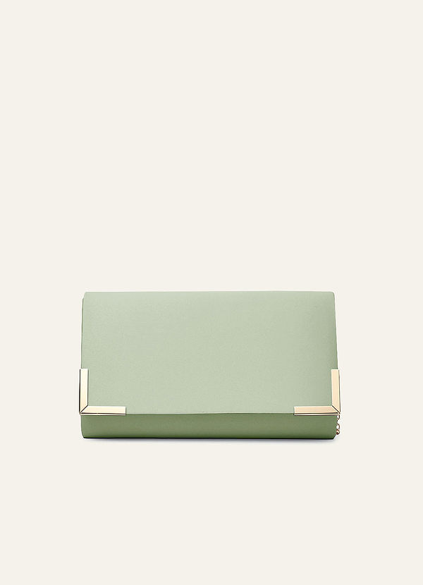 front Matching Color Matte Satin Envelope Clutch Bag