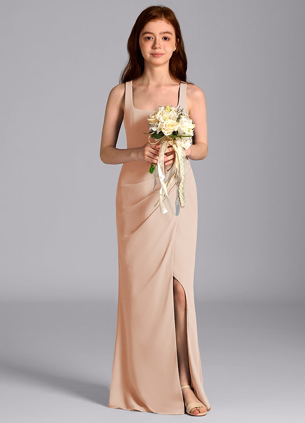 Azazie Mero Junior English Rose Mermaid Pleated Chiffon Dress image1