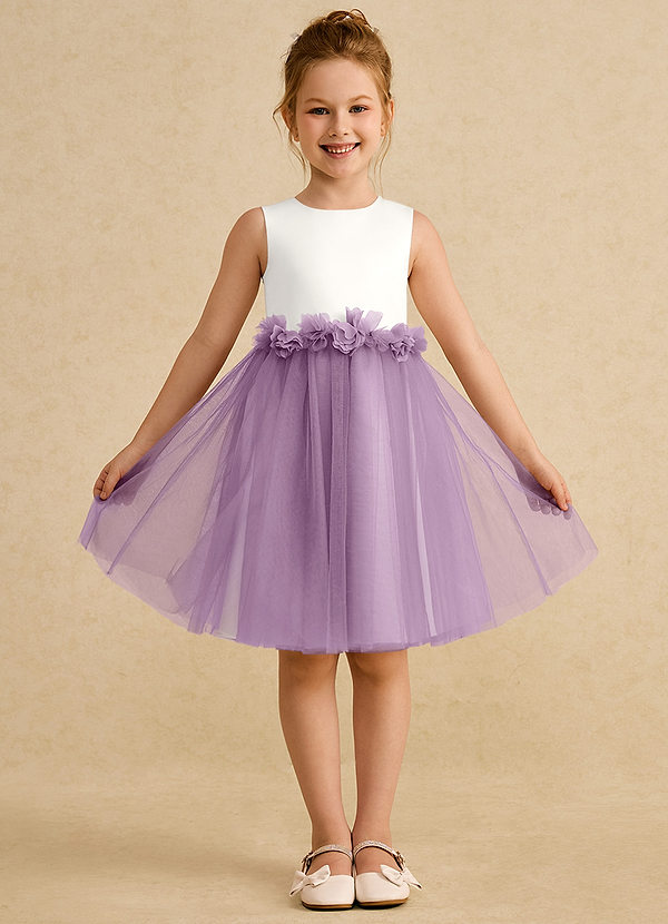 Azazie Louisa Flower Girl Dresses Ivory Wisteria A-Line Sleeveless Tulle Dress image1
