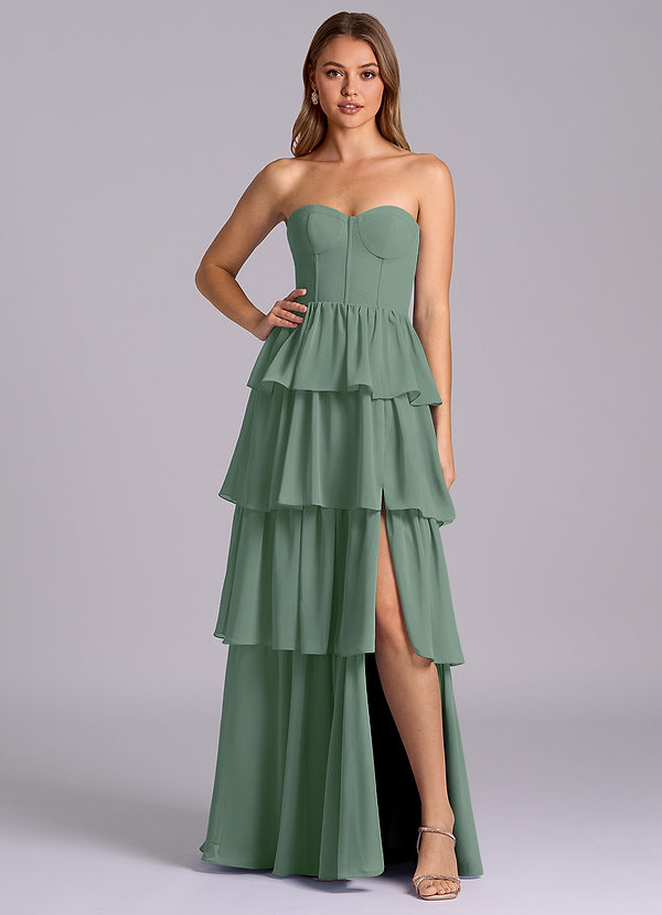 Azazie Faye Bridesmaid Dresses Eucalyptus A-Line Sweetheart Neckline Chiffon Dress image1
